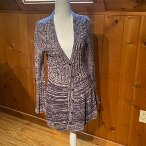 Free people long purple and white sweater